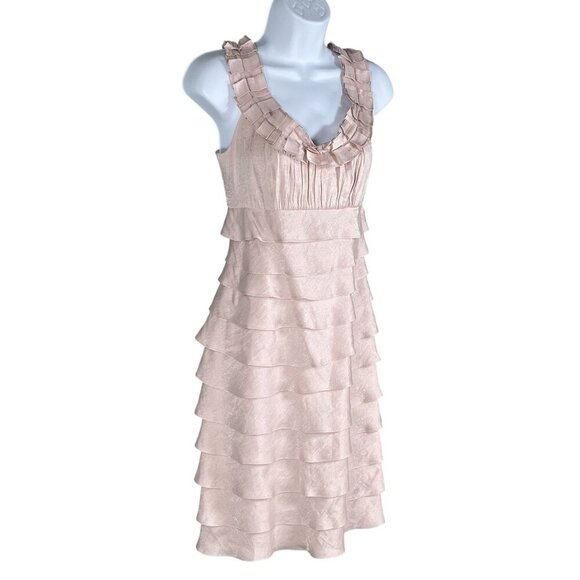 Ruffle Tiered Sleeveless Blush Pink Womens 4 Easter Spring Dress By London Times - Picture 6 of 15